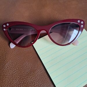 Miu Miu Women's Burgundy & Pink SMU05T Cat Eye Sunglasses